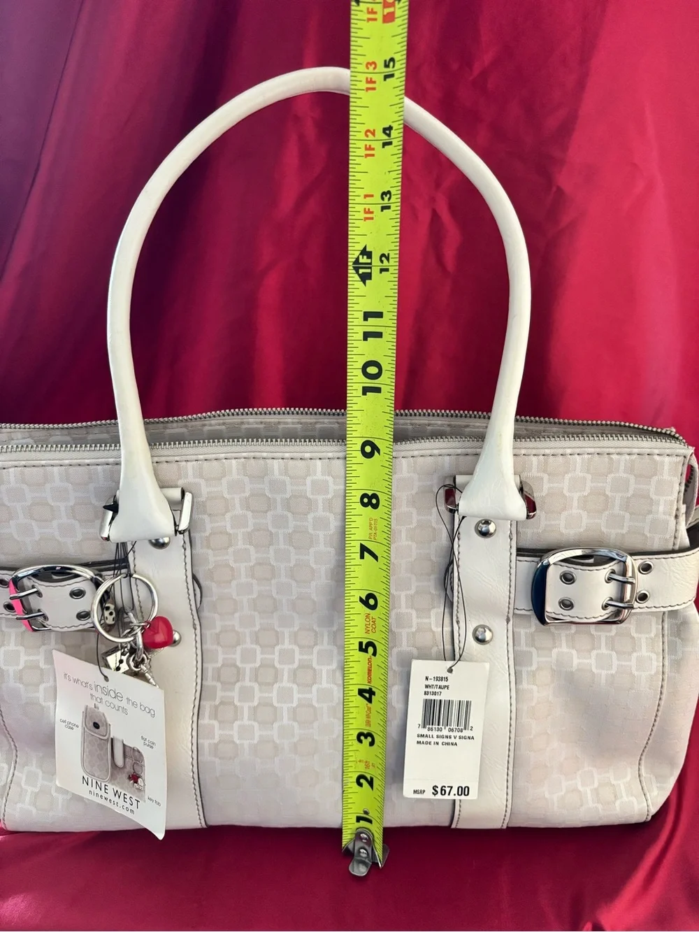 NWT Nine West Cream Patterned Tote and Y2K accessories
